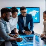 Home 14 스타트업의 비전과 미션을 효과적으로 전달하기 - **Prompt:** A diverse group of startup employees, both men and women, of varying ages and ethnicitie...