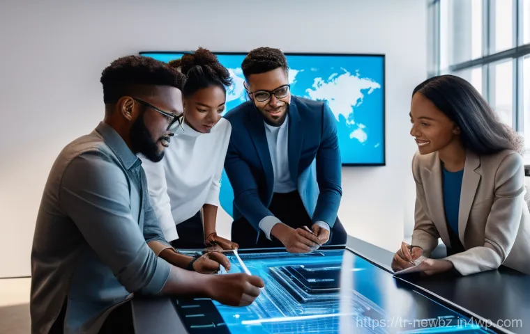 스타트업의 비전과 미션을 효과적으로 전달하기 - **Prompt:** A diverse group of startup employees, both men and women, of varying ages and ethnicitie...