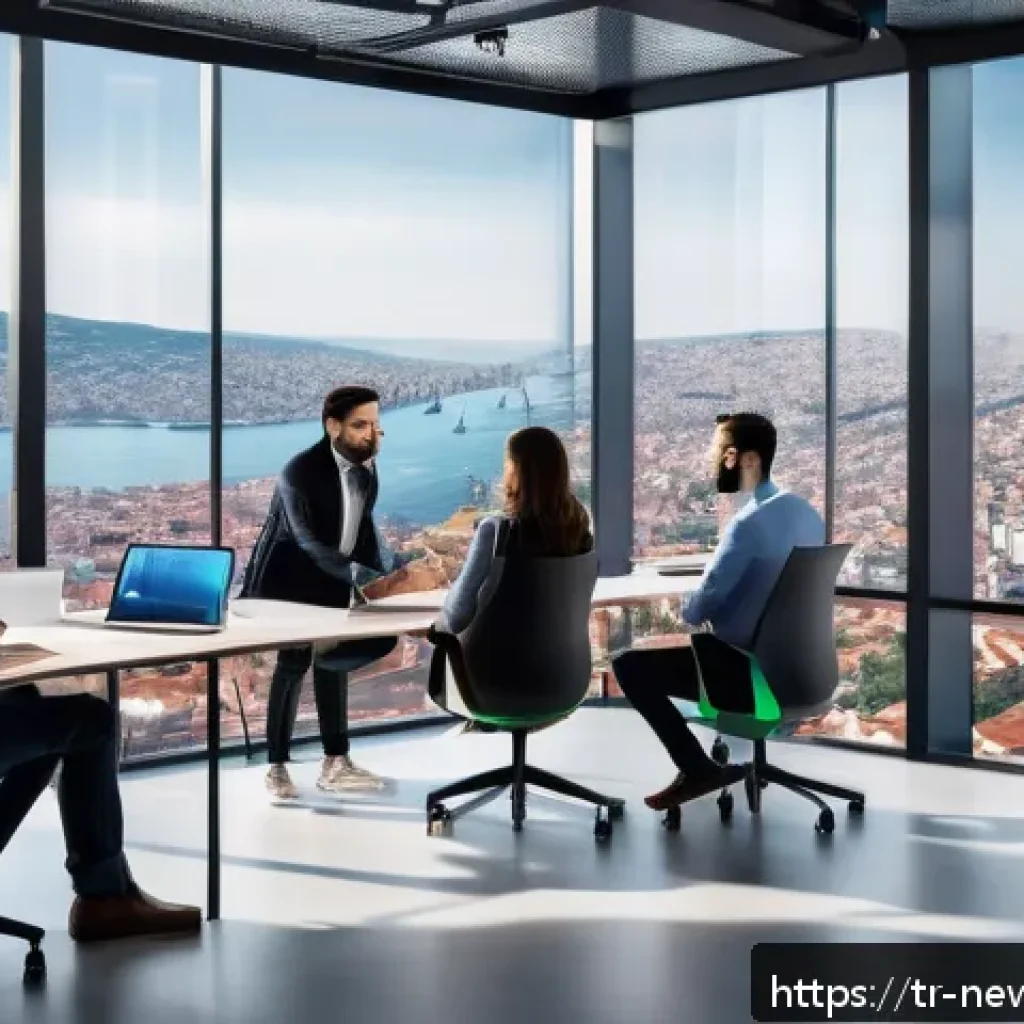 초기 스타트업을 위한 유망 산업 트렌드 - A modern Turkish startup office environment featuring a diverse group of young professionals collabo...
