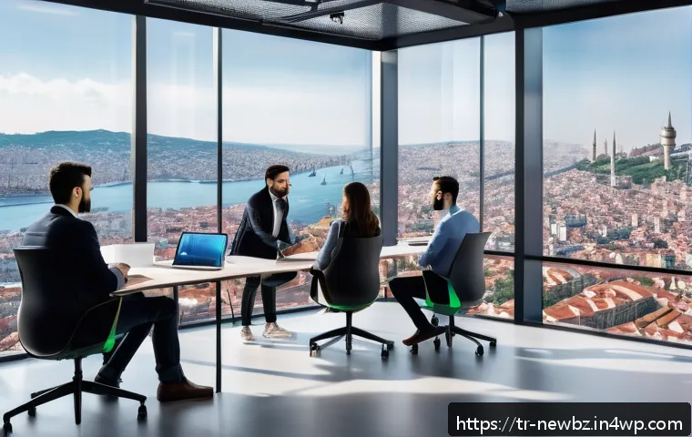 초기 스타트업을 위한 유망 산업 트렌드 - A modern Turkish startup office environment featuring a diverse group of young professionals collabo...