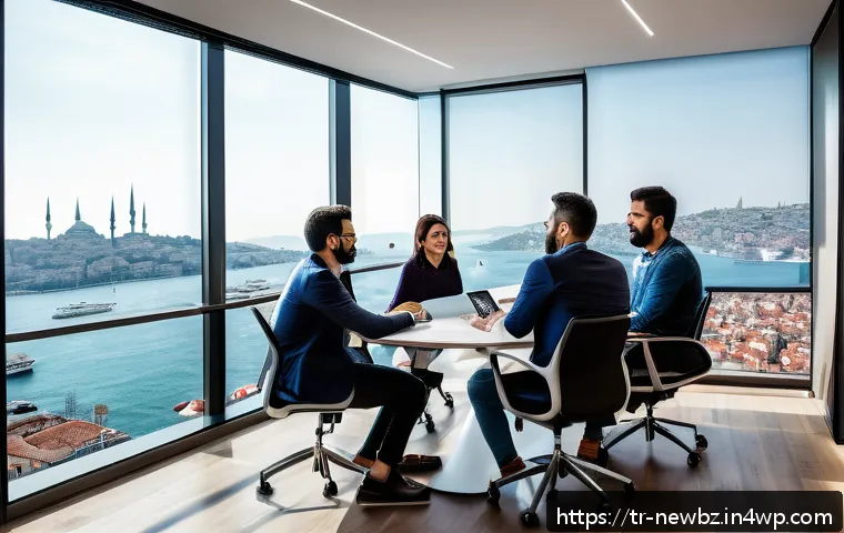 투자자들이 선호하는 스타트업의 특징 - A dynamic startup team meeting in a modern Istanbul office, featuring diverse professionals includin...